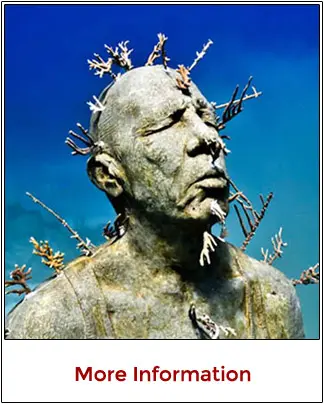 Scuba diving tours at MUSA Underwater Museum Cancun featuring life sized statues
